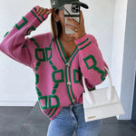 Emma | Grøn strikket cardigan til kvinder | Langærmet sweater