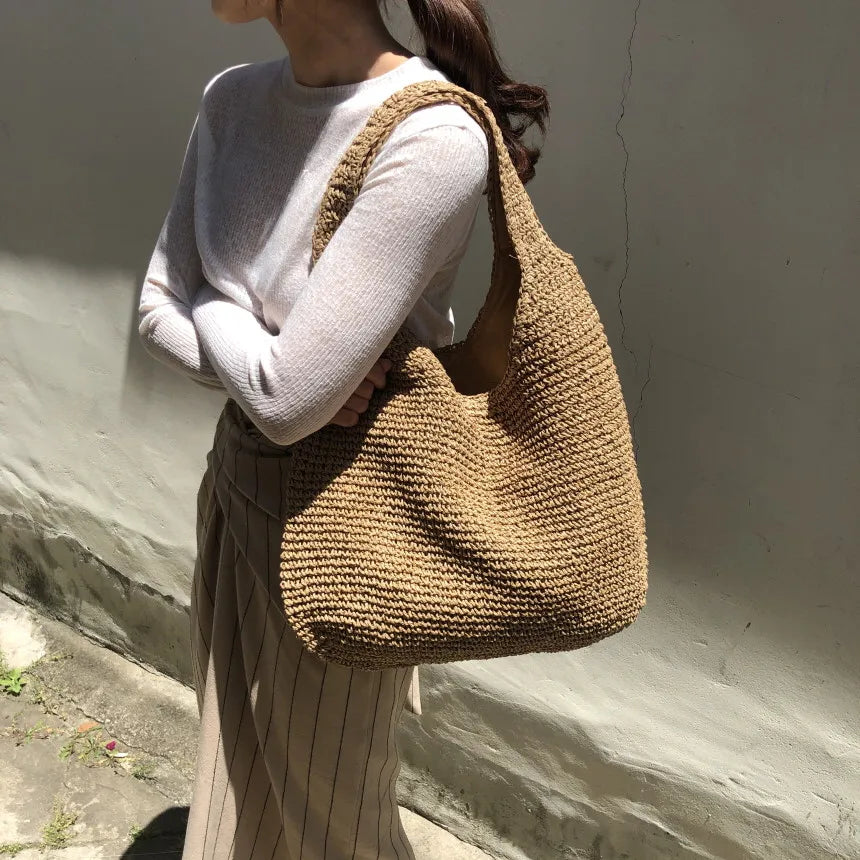 Sienna Elegant Strå Strandtaske