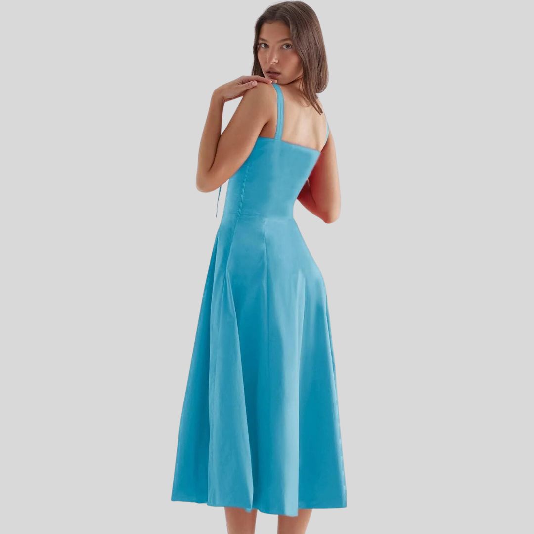 Bella - Satin Korset-Top Kjole med Høj Slids Nederdel