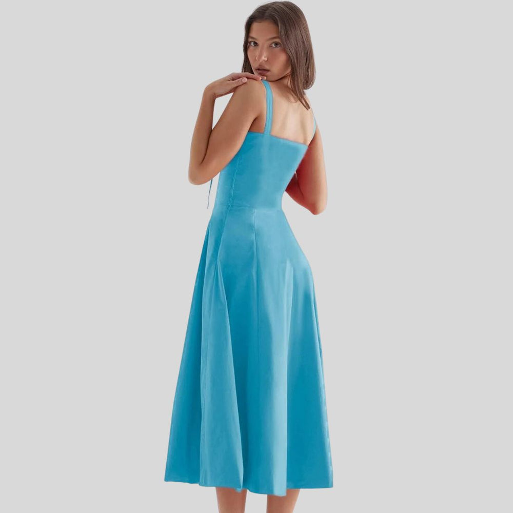 Bella - Satin Korset-Top Kjole med Høj Slids Nederdel
