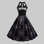 Esmeralda - grimekjole med Halloween-motiv med mesh-overlay