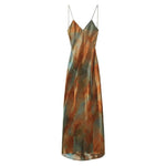 Bianca - Elegant satin maxi kjole med akvarel print