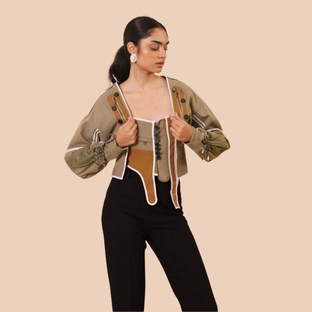 Camila - Moderne bomberjakke med patchwork-design