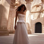 Clarissa - Elegant plisseret off-the-shoulder aftenkjole