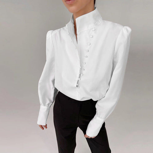 Natalia - Victoriansk inspireret bluse med høj krave