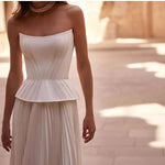 Clarissa - Elegant plisseret off-the-shoulder aftenkjole
