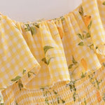Tessa - Ruched midikjole med flæsekant