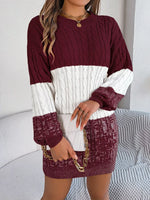 Strikket Sweaterkjole | Kabelstrik & Farveblok | Komfort & Stil