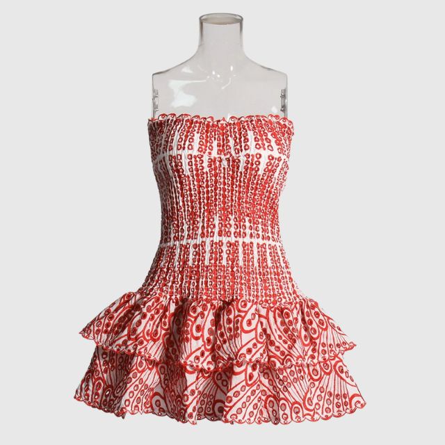 Liana - Ruched bandeau minikjole med blåt paisley mønster