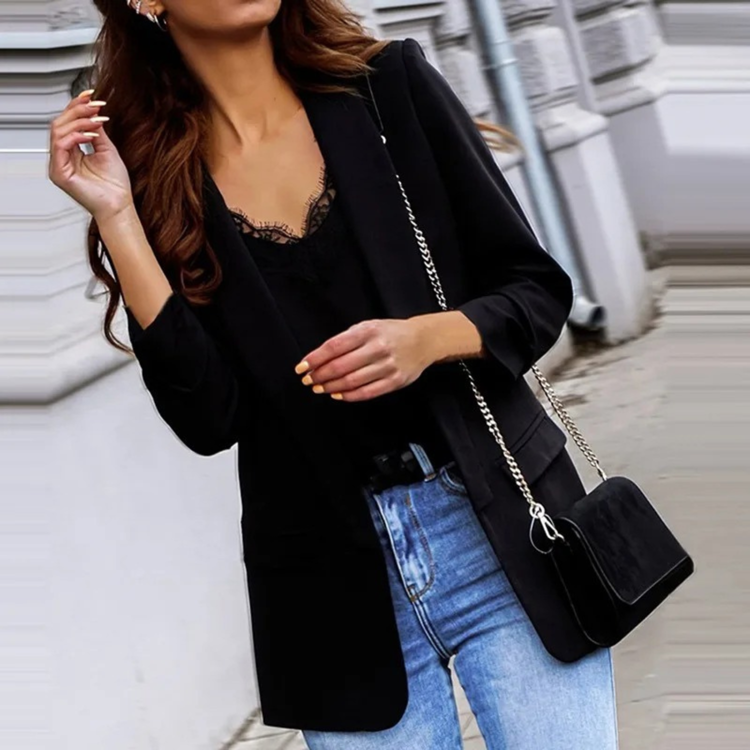 MODA Løs sort dame blazer