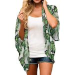 MODA Fleece-kimono med tropisk print og åben front