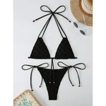 MODA Halter grøn bikinier med sløjfeknude foran push up-bh