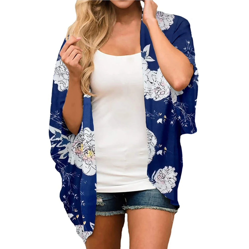 MODA Fleece-kimono med tropisk print og åben front