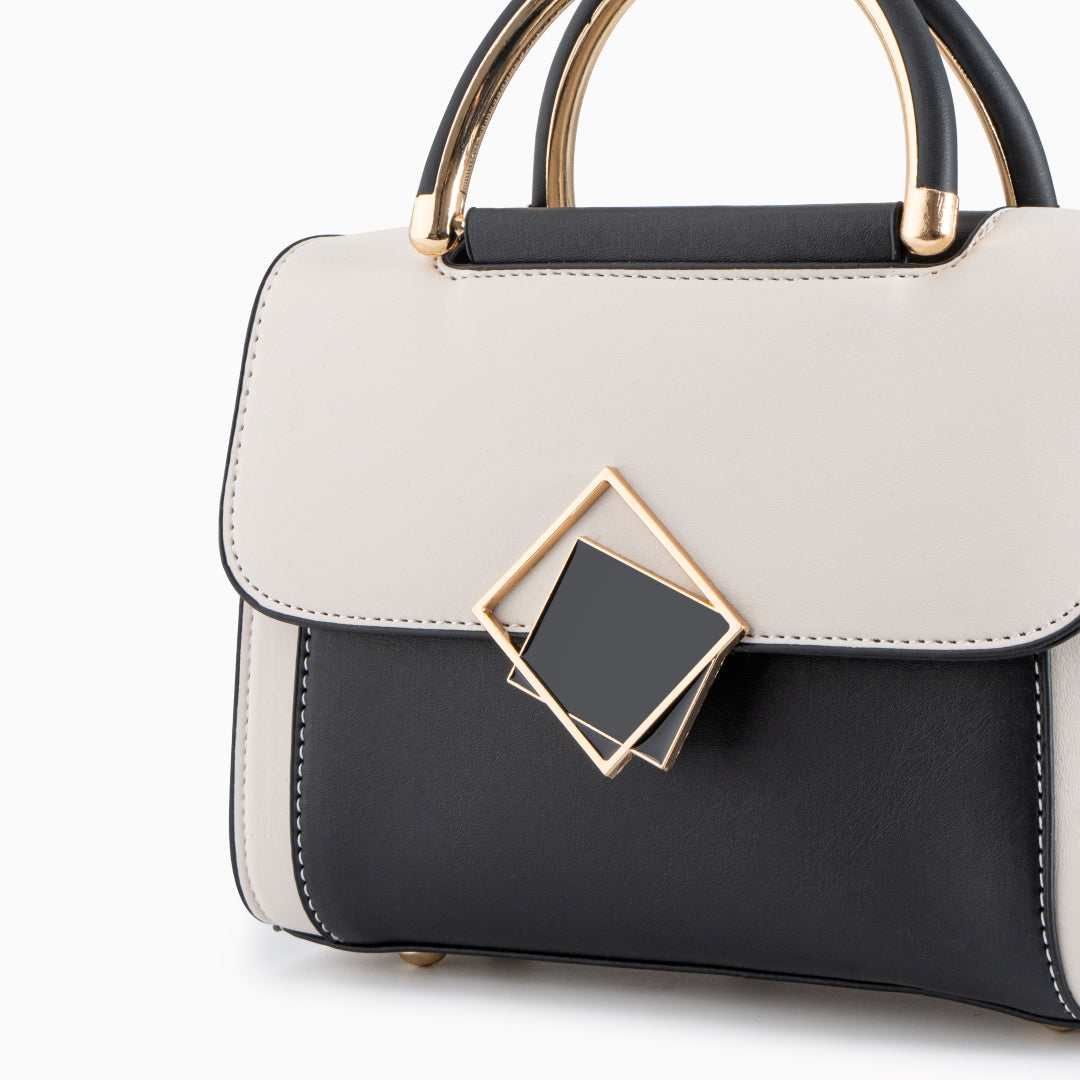 Rina - Color Block skuldertaske med geometrisk spænde