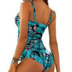 MODA tankini med grønt blomsterprint og v-hals