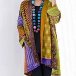 Dame Lang Kimono - Patchwork Design - Boheme Stil - Let og Luftig - Åben Front
