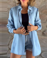 Casual Lyseblå Denim Skjorte | Åndbar Bomuld | Komfortabel & Trendy