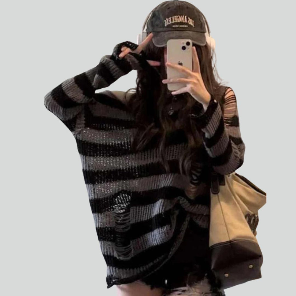 Aria - Nødstedet stribet oversized sweater