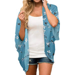 MODA Fleece-kimono med tropisk print og åben front