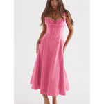 MODA elegant rød enkel behagelig sommerkjole