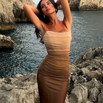 Adriana - Elegant midikjole i mesh med spaghettistropper
