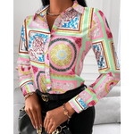 MODA patchwork med krave og leopard print dame bluse
