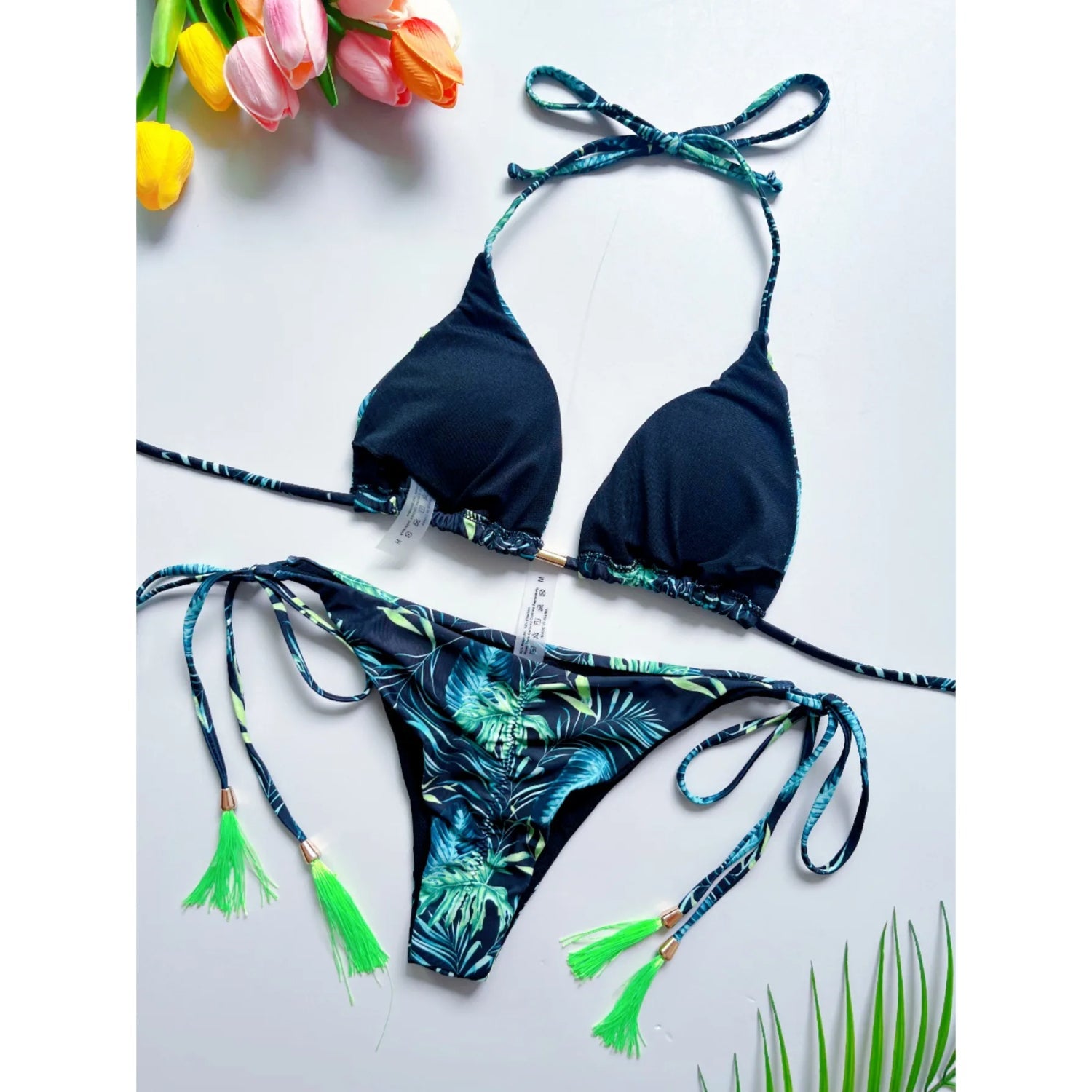 MODA Blomsterprint Bandage Bikini trekant halterneck bikinier