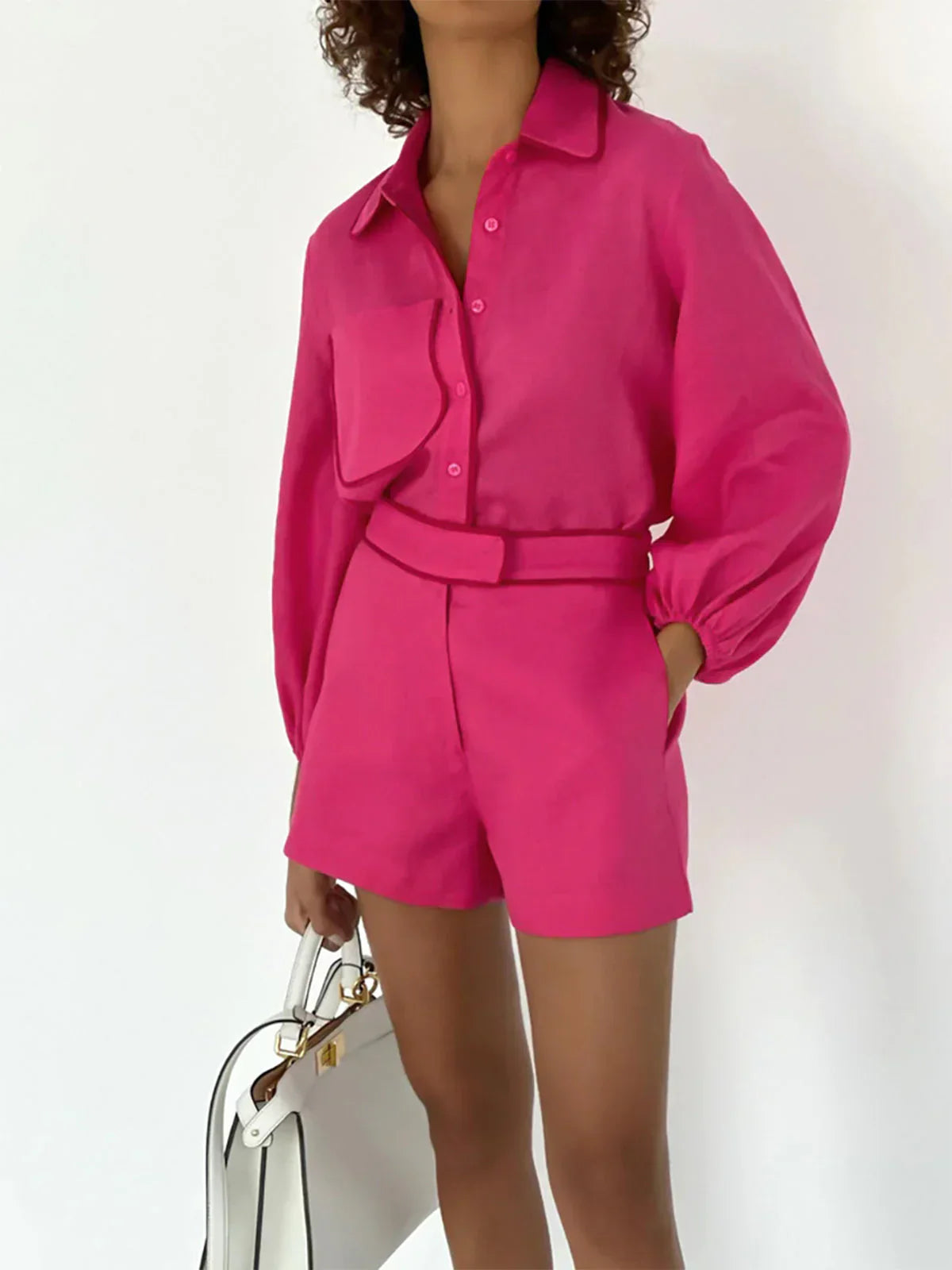 Elegante Sæt | Skjorte & Shorts | Moderne Kontrastdetaljer