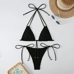 MODA Todelt ensfarvet ternet push-up bikinier