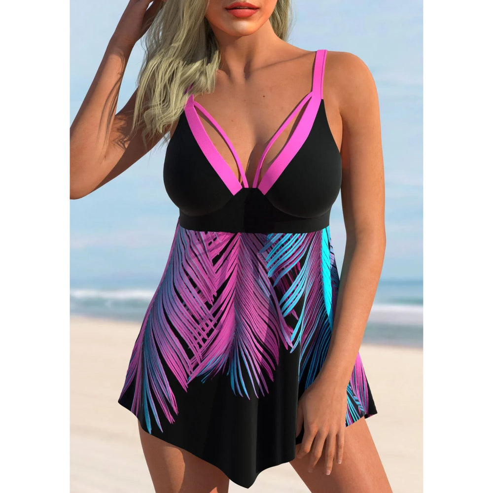 MODA tankini med brunt leopardmønster og krydsrem