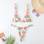 MODA Bikinier i to dele med blomsterprint og bindebånd