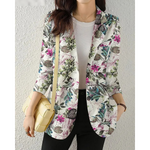 MODA Blomsterprint dame blazer, revers, lange ærmer, tynd jakke
