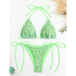 MODA Rosa leopardprint neon dobbeltsidet push-up micro bikinier