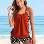 MODA sort tankini med patchwork prikkemønster