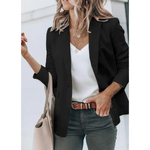MODA Ensfarvet sort løs dame blazer med pufærmer