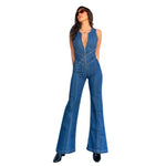 Retro denim jumpsuit med lynlås - Edel