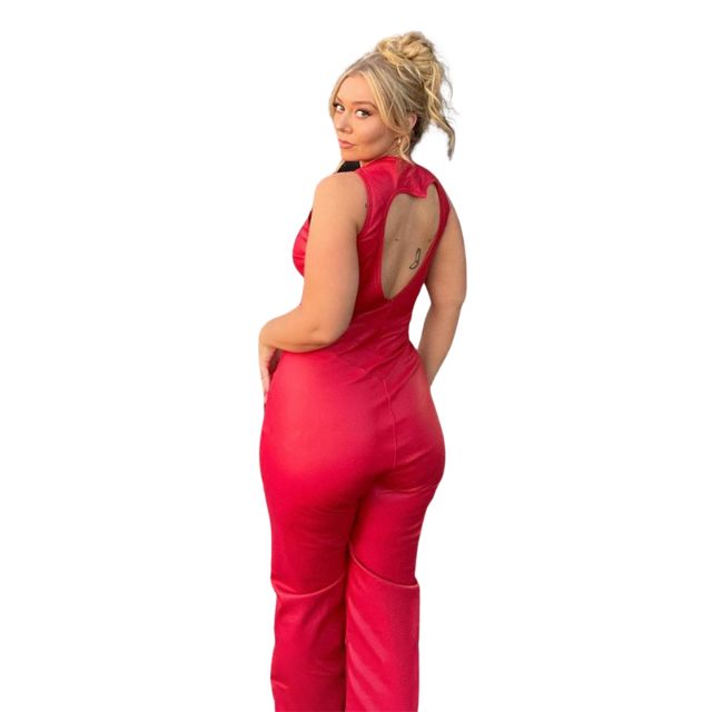 Retro denim jumpsuit med lynlås - Edel