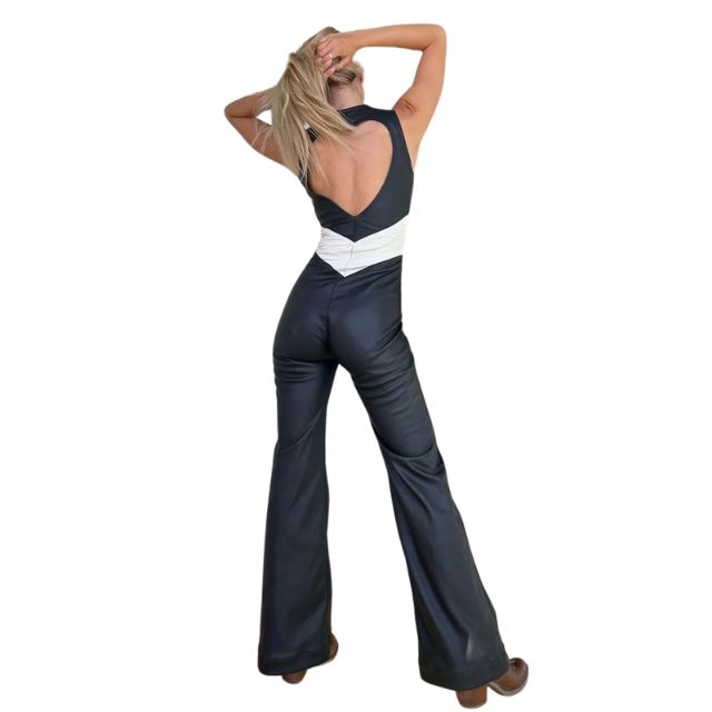 Retro denim jumpsuit med lynlås - Edel
