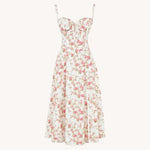 Liliana - Vintage Blomstret Midi Solskjole med Slids