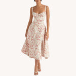 Liliana - Vintage Blomstret Midi Solskjole med Slids