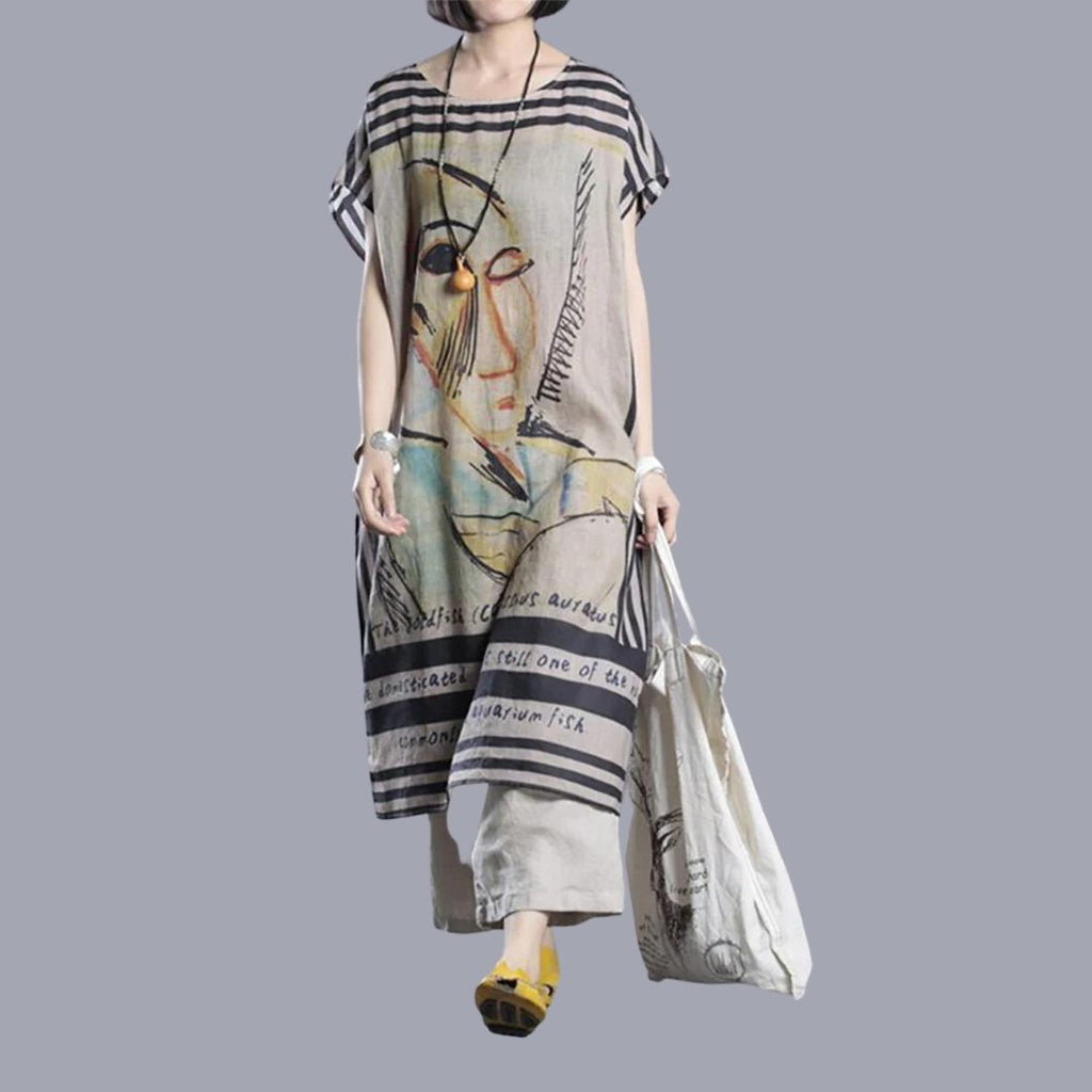 Amelia - Kunstnerisk Print Oversize Tunika Kjole