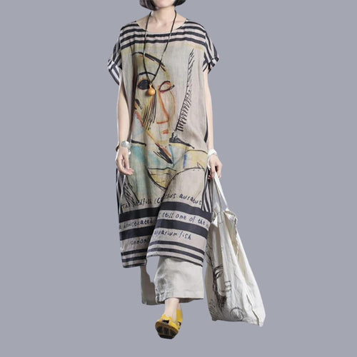 Amelia - Kunstnerisk Print Oversize Tunika Kjole