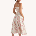 Liliana - Vintage Blomstret Midi Solskjole med Slids