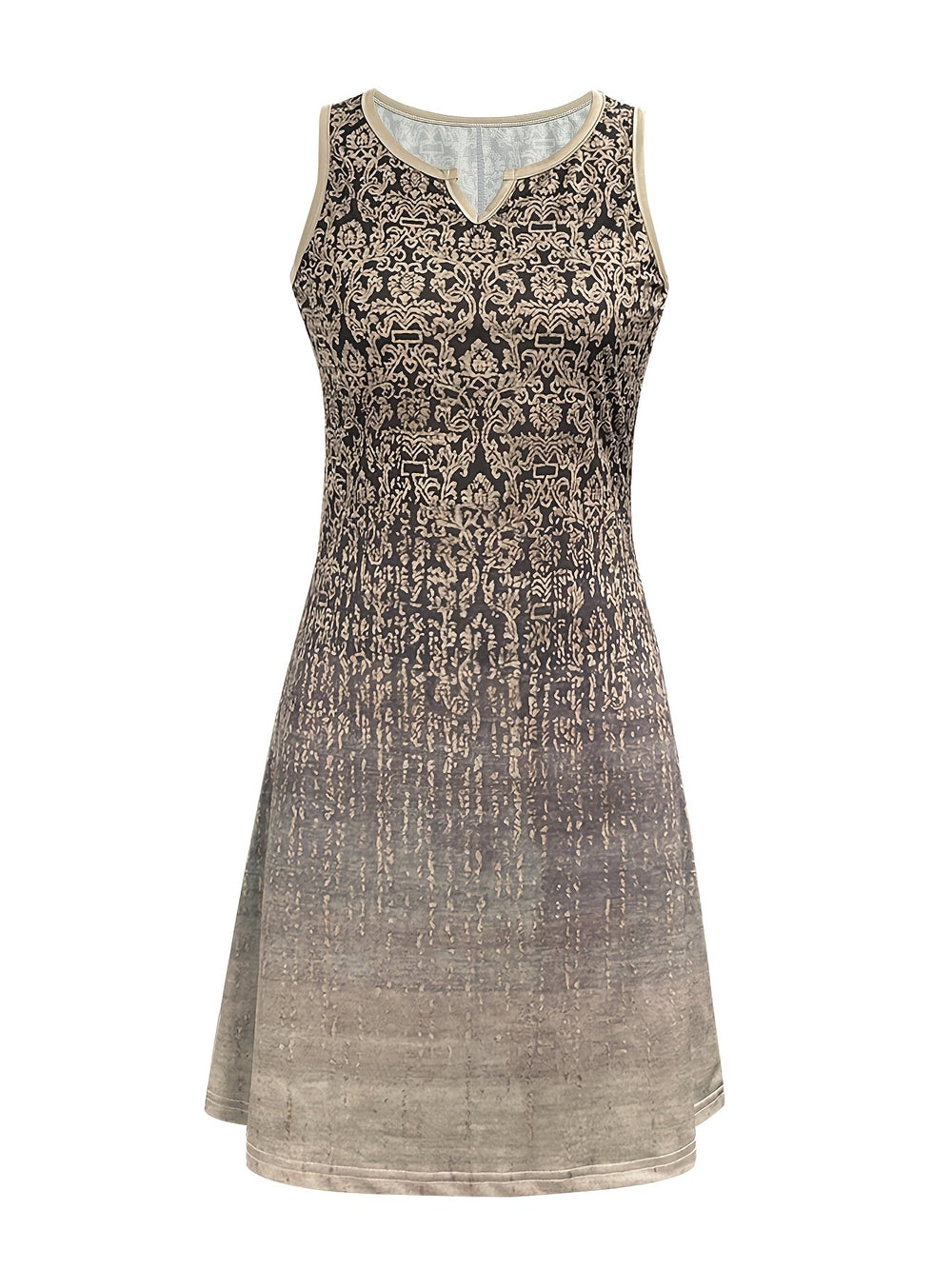 Ærmeløs Kjole med Vintage Mønster | Polyesterblanding | Elegant & Let