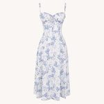 Liliana - Vintage Blomstret Midi Solskjole med Slids