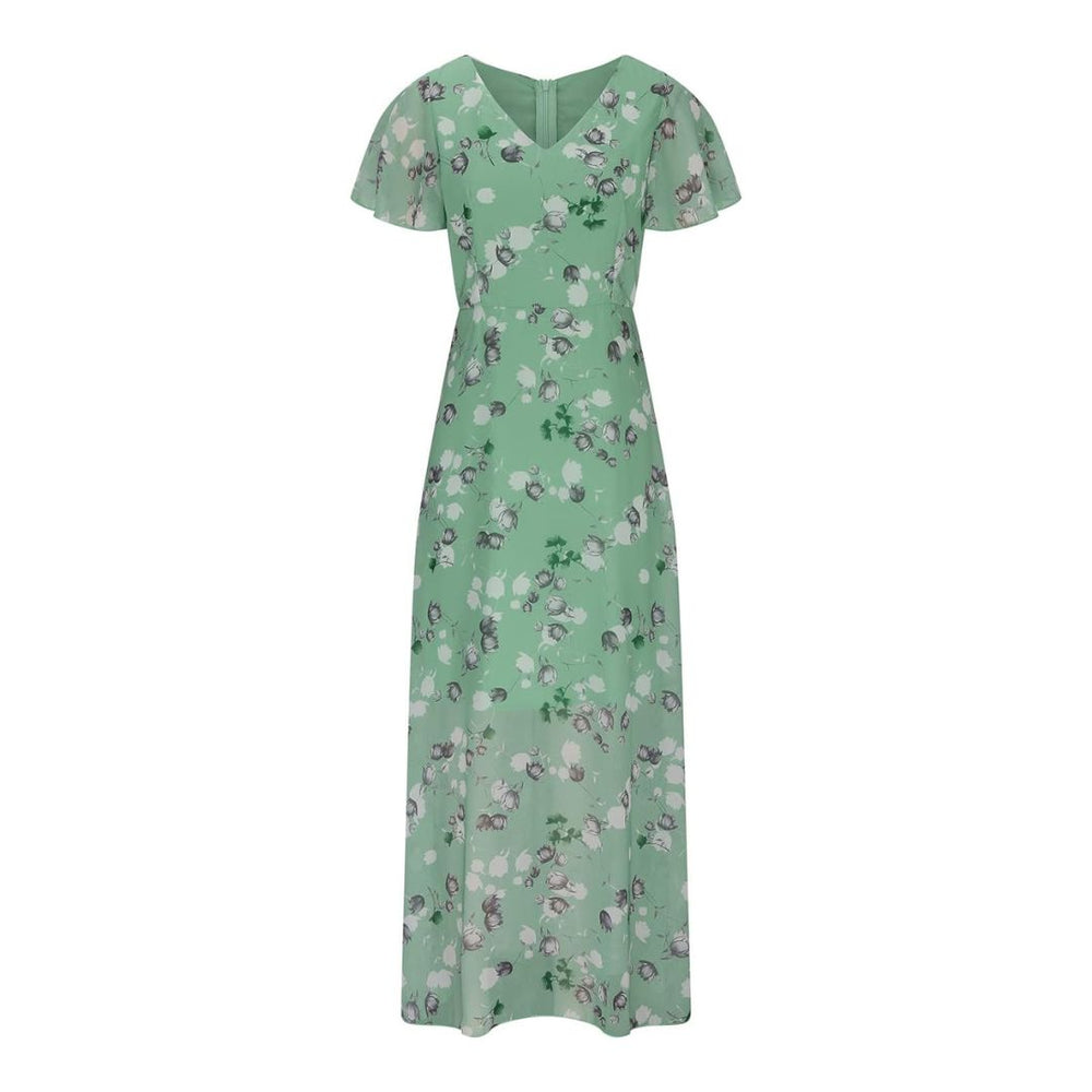 Spring Meadow - Blomstret Maxikjole med Flæsekant