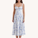Liliana - Vintage Blomstret Midi Solskjole med Slids