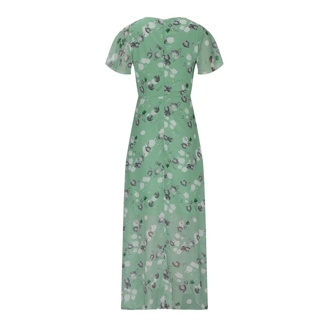Spring Meadow - Blomstret Maxikjole med Flæsekant