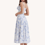 Liliana - Vintage Blomstret Midi Solskjole med Slids
