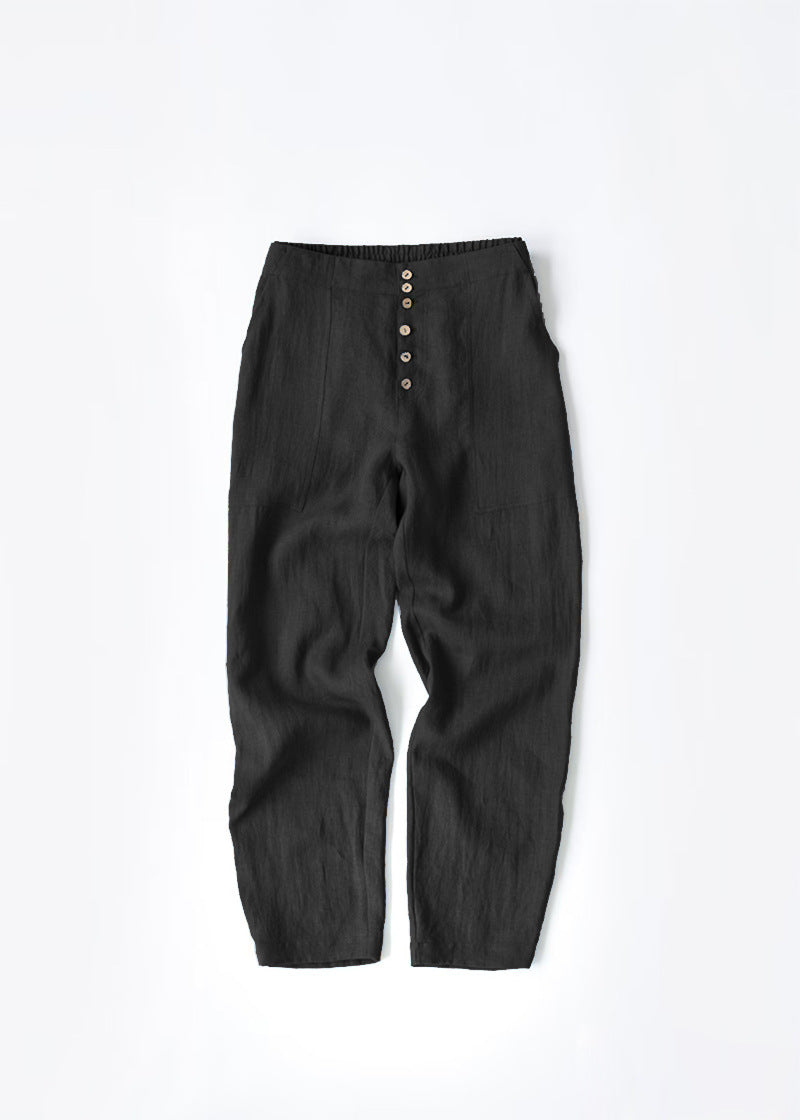 Stilfulde Capri Bukser med Knapper | Hørblanding | Luftig & Moderne